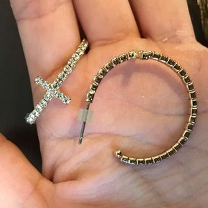 Sparkly Cross Hoops